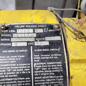 Laliberté Produits Industriels Palan 1/2 tonne usagé Vulcan calibre industriels 120 volts